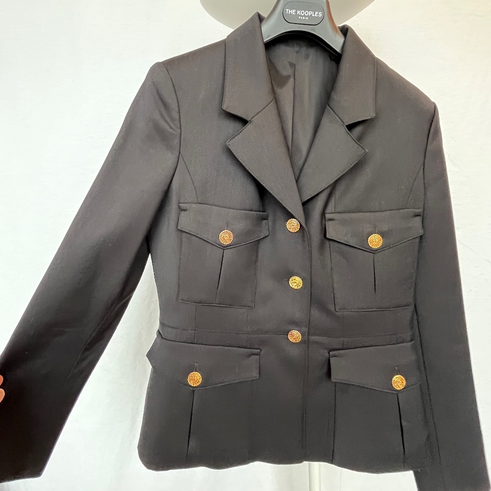 The Kooples (36/4) ultra-fine wool blazer with gold buttons, women's, EUC.